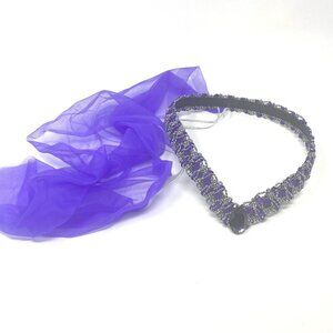 Renaissance Faire Princess Headpiece Circlet Crown Sheer Purple Train Kids